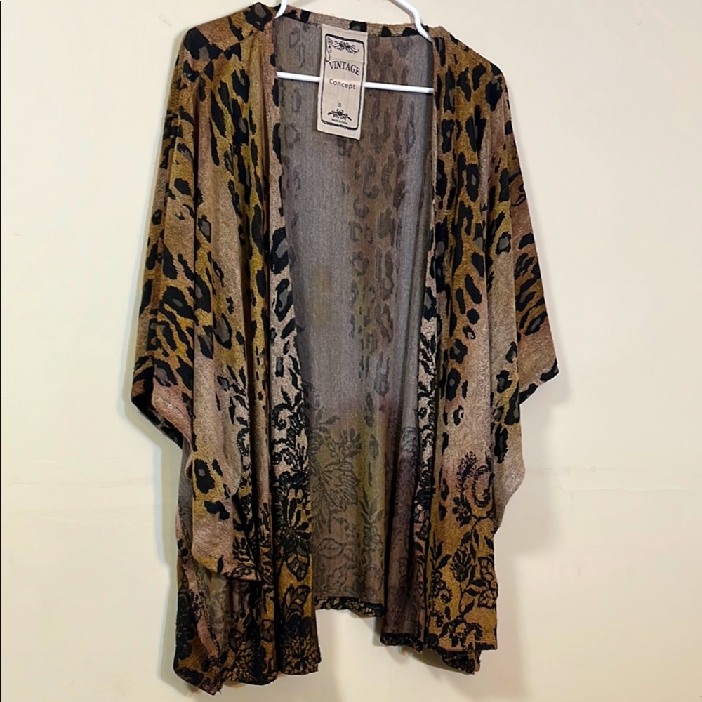 Vintage Concept Animal Print Kimono Cardigan Size S (Fits L sizes!!)